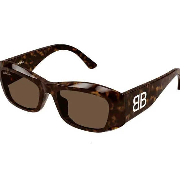 NEW BALENCIAGA BB0397SA 002 DARK HAVANA SUNGLASSES BB0397SA Balenciaga Rectangular Sunglasses 002 Havana - eye  main image 3